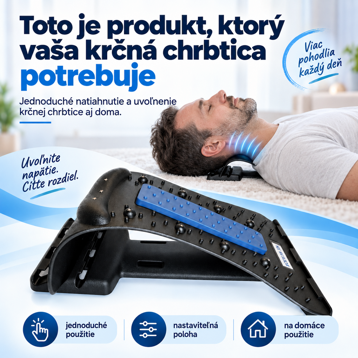 Strečer na krčnú chrbticu pri domácom použití