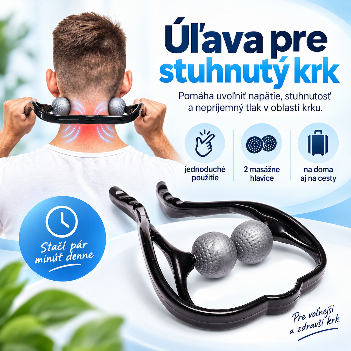 Masážna pomôcka na stuhnutý krk