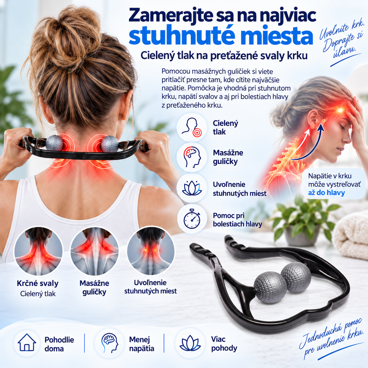 Cielený tlak na stuhnuté svaly krku